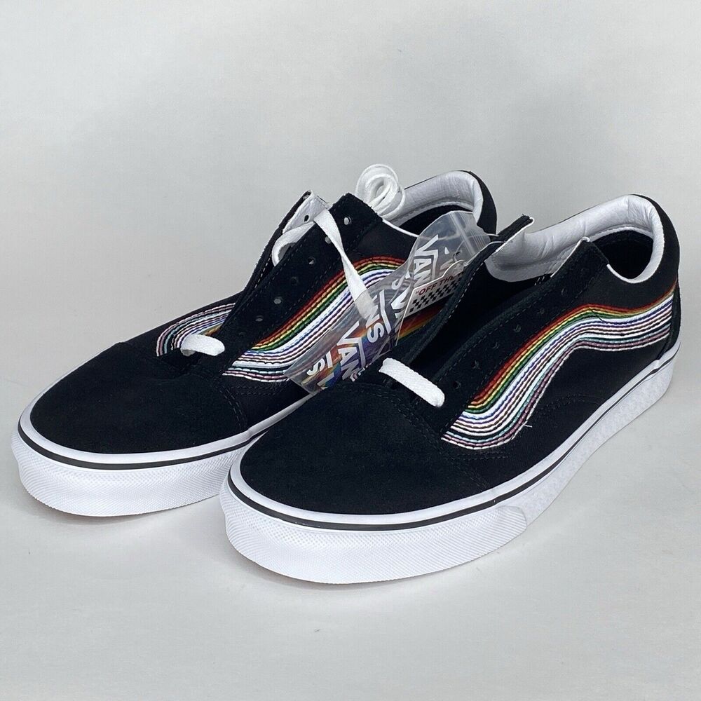 Vans Old Skool Pride Shoes Black Men Size 10 w/ Rainbow Laces New (No Box)